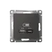 ATLASDESIGN USB РОЗЕТКА А+С, 5В/2,4 А, 2х5В/1,2 А, механизм, БАЗАЛЬТ