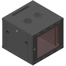 Шкаф телекоммуникационный настенный 6U, стеклянная дверь, (370х600х350 мм), цвет черный