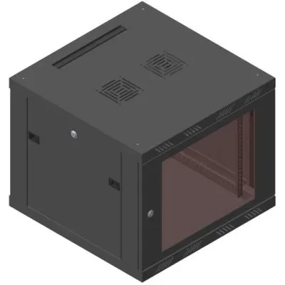 Шкаф телекоммуникационный настенный 6U, стеклянная дверь, (370х600х350 мм), цвет черный