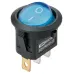 Выключатель клавишный круглый KCD11-101N 250В AC/DC 1P 3А (3с) ON-OFF черный корпус, синяя клавиша с LED подсветкой Micro TDM