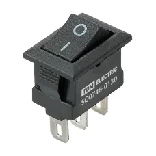 Выключатель клавишный KCD11-102 250В AC/DC, 1P, 3А, (3с), ON-ON, черный, Micro TDM