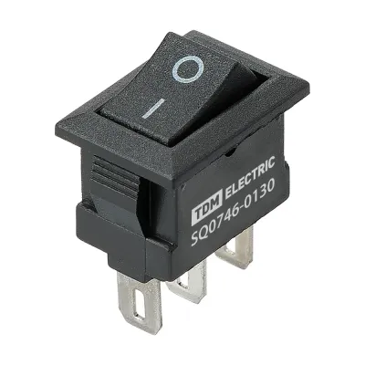 Выключатель клавишный KCD11-102 250В AC/DC, 1P, 3А, (3с), ON-ON, черный, Micro TDM