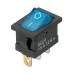 Выключатель клавишный KCD1-101N 12В AC/DC, 1P, 15А, (3с), ON-OFF, черный корпус, синяя клавиша с LED подсветкой, Mini TDM