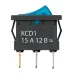Выключатель клавишный KCD1-101N 12В AC/DC, 1P, 15А, (3с), ON-OFF, черный корпус, синяя клавиша с LED подсветкой, Mini TDM