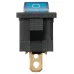 Выключатель клавишный KCD1-101N 12В AC/DC, 1P, 15А, (3с), ON-OFF, черный корпус, синяя клавиша с LED подсветкой, Mini TDM