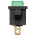 Выключатель клавишный KCD1-101N 12В AC/DC, 1P, 15А, (3с), ON-OFF, черный корпус, зеленая клавиша с LED подсветкой, Mini TDM
