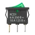 Выключатель клавишный KCD1-101N 250В AC/DC 1P 6А (3с) ON-OFF черный корпус, зеленая клавиша с LED подсветкой, Mini TDM