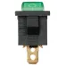 Выключатель клавишный KCD1-101N 250В AC/DC 1P 6А (3с) ON-OFF черный корпус, зеленая клавиша с LED подсветкой, Mini TDM