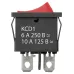 Выключатель клавишный KCD1-101B 250В AC/DC, 1P, 6А, (2с), ON-OFF, черный корпус, красная клавиша, Mini, TDM