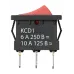 Выключатель клавишный KCD1-102 250В AC/DC, 1P, 6А, (3с), ON-ON, черный корпус, красная клавиша, Mini TDM