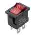 Выключатель клавишный KCD1-201N 250В AC/DC, 2P, 6А, (4с), ON-OFF, черный корпус, красная клавиша с LED подсветкой, Mini TDM