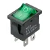 Выключатель клавишный KCD1-201N 250В AC/DC, 2P, 6А, (4с), ON-OFF, черный корпус, зеленая клавиша с LED подсветкой, Mini TDM