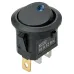 Выключатель клавишный круглый KCD2-101N-2 12В AC/DC, 1P, 16А, (3с), ON-OFF, черный с синей точечной LED подсветкой TDM