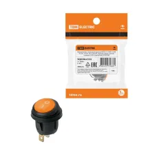 Выключатель клавишный круглый KCD2-101N/FS 250В AC/DC, 1P, 6А, (3с), ON-OFF, черный корпус, красная клавиша с LED подсветкой, IP54 TDM