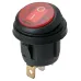 Выключатель клавишный круглый KCD2-101N/FS 250В AC/DC, 1P, 6А, (3с), ON-OFF, черный корпус, красная клавиша с LED подсветкой, IP54 TDM