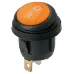 Выключатель клавишный круглый KCD2-101N/FS 250В AC/DC, 1P, 6А, (3с), ON-OFF, черный корпус, желтая клавиша с LED подсветкой, IP54 TDM