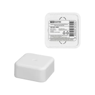 Коробка распаячная КР 50х50х20 ОП белая, IP40, инд. штрихкод TDM