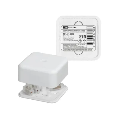 Коробка распаячная КР 50х50х20 ОП белая IP40 с клем. колодкой инд. штрихкод TDM