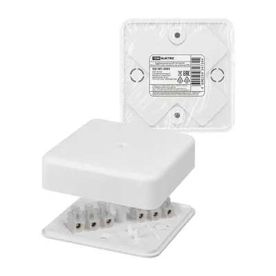 Коробка распаячная КР 75х75х20 ОП белая IP40 с клем. колодкой  инд. штрихкод TDM