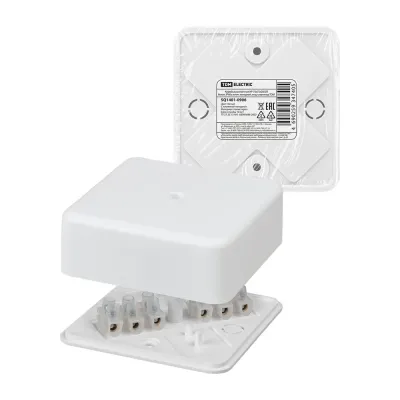 Коробка распаячная КР 75х75х28 ОП белая IP40 с клем. колодкой инд. штрихкод TDM