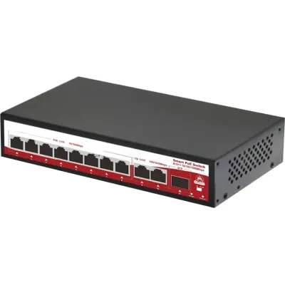 Коммутатор неуправляемый 8x1Гбит/с (RJ45 с PoE+), 2x1Гбит/с (RJ45) + 1x1Гбит/с (SFP) 120Вт