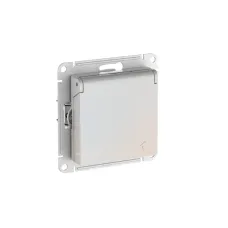 ATLASDESIGN РОЗЕТКА с заземл. со шторк. с крышкой, 16А, IP20,мех., быстрозажимные клеммы, ЖЕМЧУГ