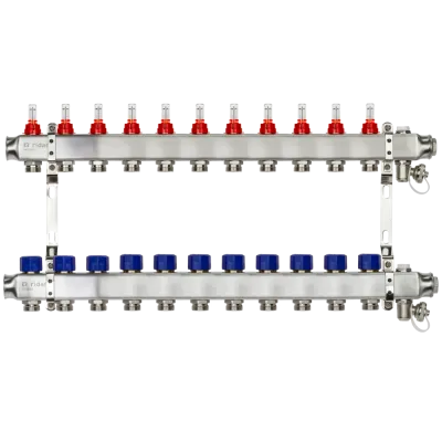 Комплект коллекторов SSM-11RF set с расходомерами и кронштейнами, 11 контуров