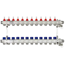 Комплект коллекторов SSM-12RF set с расходомерами и кронштейнами, 12 контуров