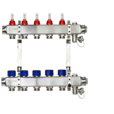 Комплект коллекторов SSM-5RF set с расходомерами и кронштейнами, 5 контуров