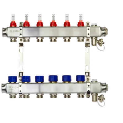 Комплект коллекторов SSM-6RF set с расходомерами и кронштейнами, 6 контуров