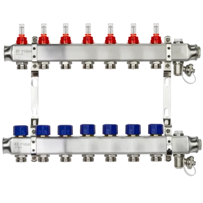 Комплект коллекторов SSM-7RF set с расходомерами и кронштейнами, 7 контуров