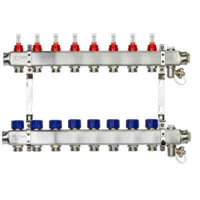 Комплект коллекторов SSM-8RF set с расходомерами и кронштейнами, 8 контуров