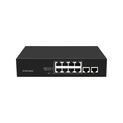 Коммутатор неуправляемый 8x100Мбит/с (RJ45 с PoE+), 2x100Мбит/с (RJ45) 120Вт