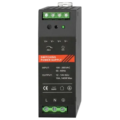 БП 12 VDC, 10 A, крепление на DIN-рейку, черный