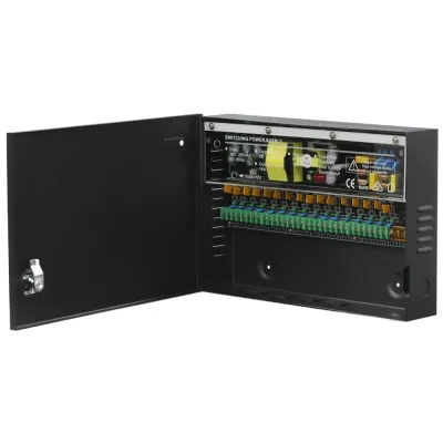 БП 12 VDC, 16 A, 16 каналов, металлический корпус, черный