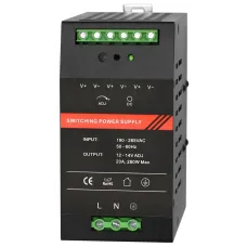БП 12 VDC, 20 A, крепление на DIN-рейку, черный