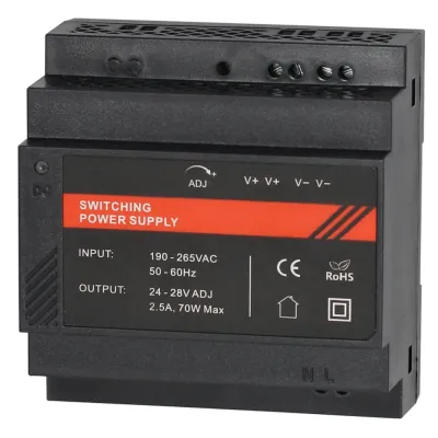 БП 24 VDC, 2.5 A, крепление на DIN-рейку, черный