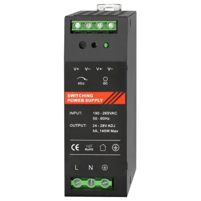 БП 24 VDC, 5 A, крепление на DIN-рейку, черный