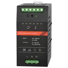 БП 24 VDC, 10 A, крепление на DIN-рейку, черный