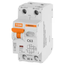 Автоматический Выключатель Дифференциального тока селективного типа АВДТ 63S 2P(1P+N) C63 100мА 6кА тип АС TDM