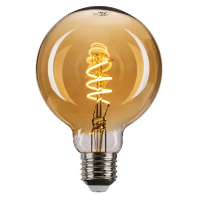 Лампа светодиодная LED шар G95, 4 Вт, 230 В, 2700 К, E27, золотистый, филамент спираль