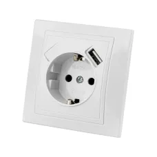 Розетка с заземлением 16 А 250 В с USB A 5 В 2,1 А белая 'Таймыр'