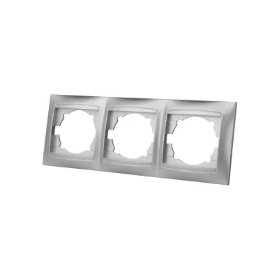 Рамка 3-х постовая горизонтальная серебр. металлик Лама TDM