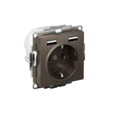РОЗЕТКА ATLASDESIGN 16А c 2 USB A+A, 5В/2,4А, 2х5В/1,2А, механизм, МОККО
