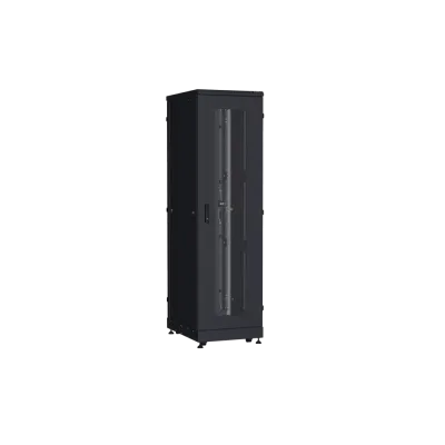 Напольный шкаф TFA-R 19'' 42U дверь со стеклом и металлическая металлические стенки Ш600хВ2114хГ800мм в разобранном виде черный