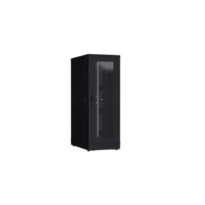 Напольный шкаф 19'' 33U дверь со стеклом и металлическая металлические стенки Ш600хВ1610хГ800мм в разобранном виде черный