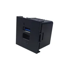 Зарядное устройство 2 х USB тип A/тип C, 20 Вт, 45 х 45 хм, графитовый черный