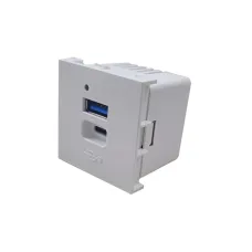 Зарядное устройство 2 х USB тип A/тип C, 20 Вт, 45 х 45 хм, белый