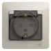 GLOSSA розетка с заземлением со шторками с крышкой в сборе IP44 молочный GLOSSA розетка с заземлением со шторками с крышкой в сборе IP44 молочный