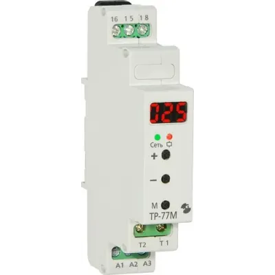Реле температурное ТР-77М без датчика -40...+125°C 24В 50Гц/пост., 220В 50Гц, индикация значения температуры, режим НАГРЕВ, ОХЛАЖДЕНИЕ, максимальный ко